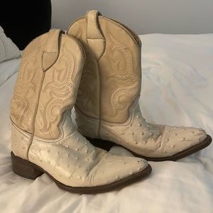 Ivory Ostrich Cowboy Boots